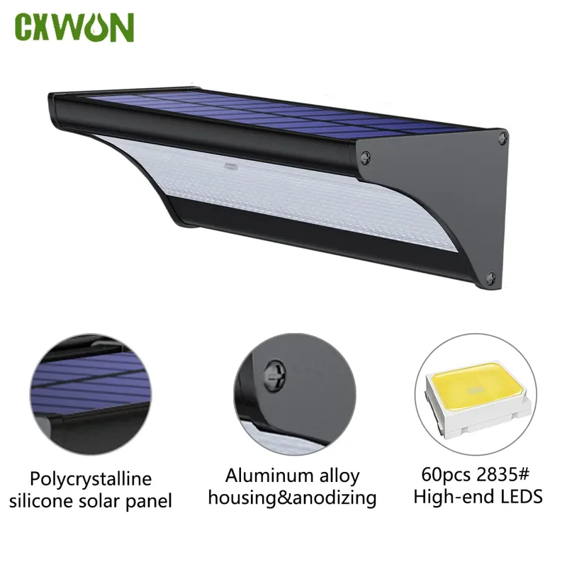 Outdoor Power Outlet Weatherproof - 60/48Led Lampada da parete solare per