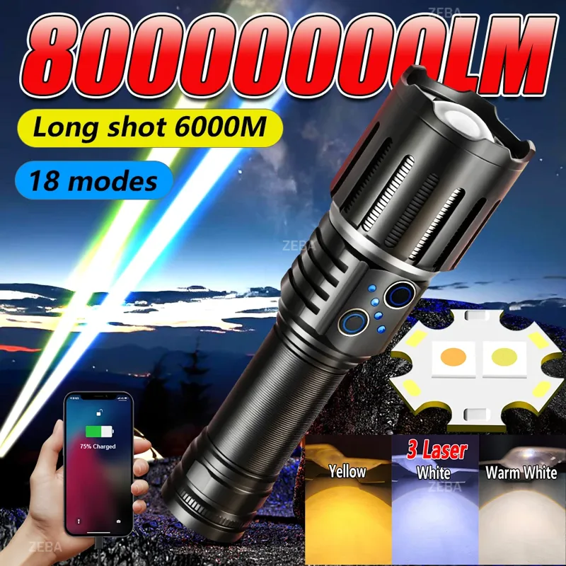 Outdoor Power Meter Bike - Torcia LED 80.000.000LM Gialla e Bianca