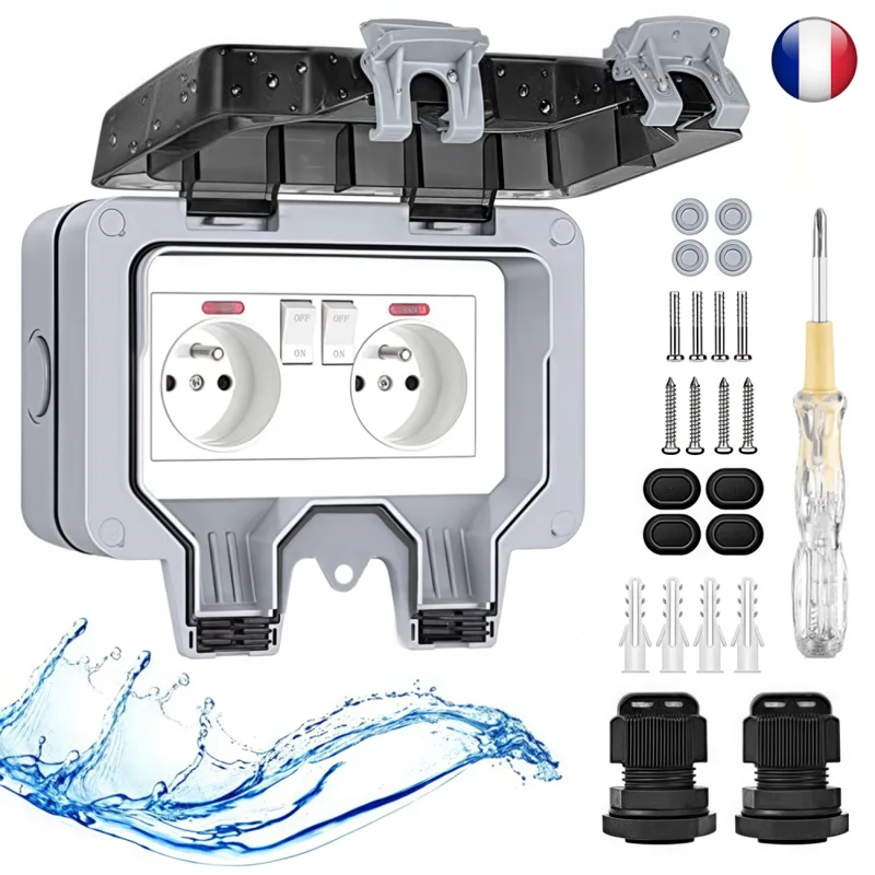 Outdoor Power Outlet Weatherproof - Presa esterna EIOMR Francia IP66 resistente