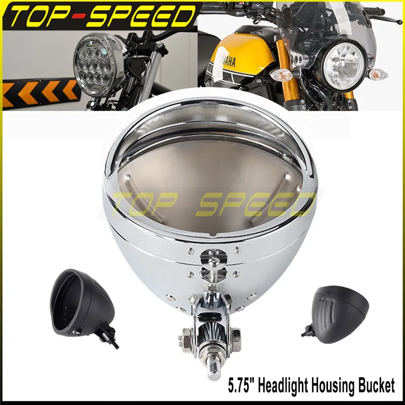 Outdoor Power Products - Alloggiamento faro moto nero/cromato Anello di